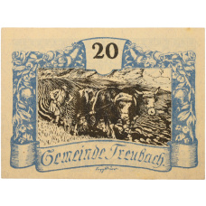 Банкнота 20 геллеров 1920 года Австрия — община Треубах (Нотгельд) (аверс)