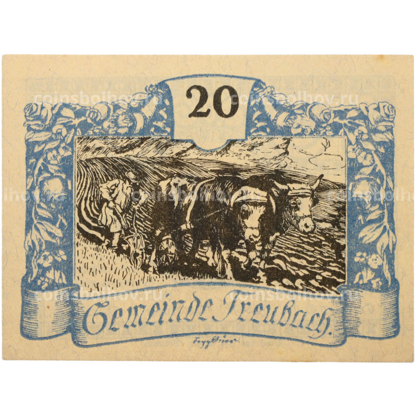 Банкнота 20 геллеров 1920 года Австрия — община Треубах (Нотгельд)