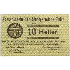 Банкнота 10 геллеров 1920 года Австрия — город Тульн (Нотгельд)