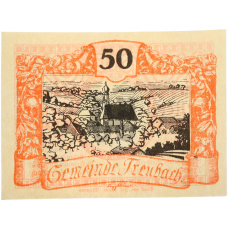 Банкнота 50 геллеров 1920 года Австрия — община Треубах (Нотгельд)