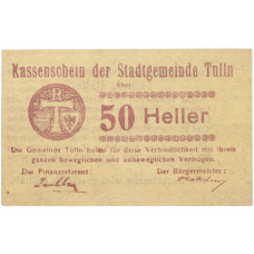 Банкнота 50 геллеров 1920 года Австрия — город Тульн (Нотгельд)