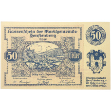 Банкнота 50 геллеров 1920 года Австрия — община Зенфтенберг (Нотгельд)