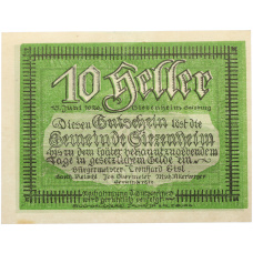 Банкнота 10 геллеров 1920 года Австрия — община Зиценхайм (Нотгельд) (вид 2)