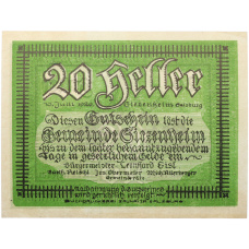 Банкнота 20 геллеров 1920 года Австрия — община Зиценхайм (Нотгельд) (реверс)