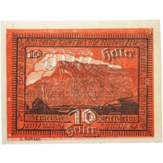 Банкнота 10 геллеров 1920 года Австрия — община Зиценхайм (Нотгельд)