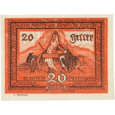 Банкнота 20 геллеров 1920 года Австрия — община Зиценхайм (Нотгельд)
