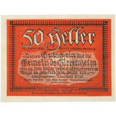 Банкнота 50 геллеров 1920 года Австрия — община Зиценхайм (Нотгельд) (реверс)