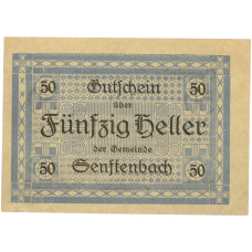 Банкнота 50 геллеров 1920 года Австрия — община Зенфтенбах (Нотгельд) (аверс)