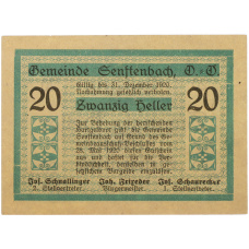 Банкнота 20 геллеров 1920 года Австрия — община Зенфтенбах (Нотгельд) (реверс)