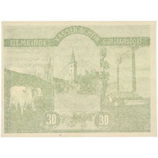 Банкнота 30 геллеров 1920 года Австрия — община Гунтрамсдорф (Нотгельд) (аверс)