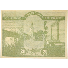 Банкнота 20 геллеров 1920 года Австрия — община Гунтрамсдорф (Нотгельд) (аверс)