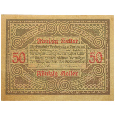 Банкнота 50 геллеров 1920 года Австрия — община Гуртен (Нотгельд) (реверс)