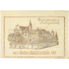 Банкнота 80 геллеров 1921 года Австрия — община Гутенбрунн (Нотгельд) (аверс)
