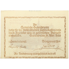 Банкнота 80 геллеров 1921 года Австрия — община Гутенбрунн (Нотгельд) (реверс)