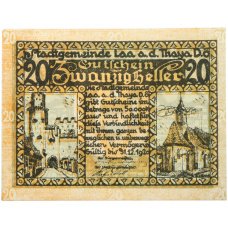 Банкнота 20 геллеров 1920 года Австрия — город Лаа-ан-дер-Тайя (Нотгельд) (аверс)