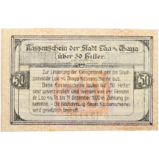 Банкнота 50 геллеров 1920 года Австрия — город Лаа-ан-дер-Тайя (Нотгельд) (реверс)