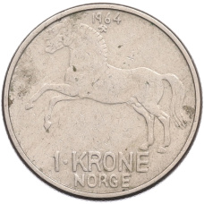 Монета 1 крона 1964 года Норвегия (аверс)