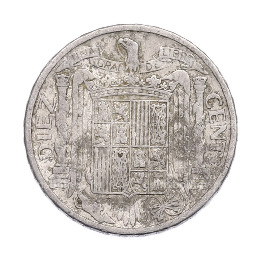 Монета 10 сентимо 1941 года Испания (вид 2)