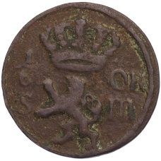 Монета 1/6 эре 1707 года Швеция (аверс)