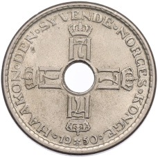 Монета 1 крона 1950 года Норвегия (реверс)