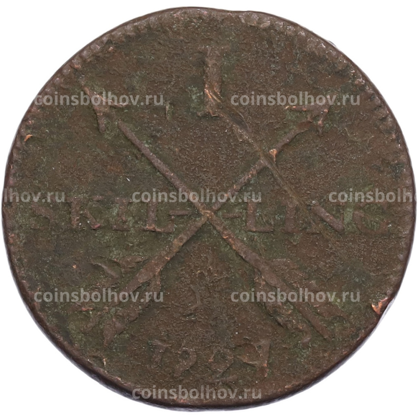 Монета 1 скиллинг 1827 года Швеция