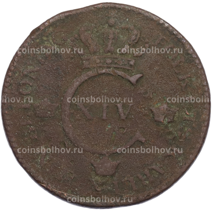 Монета 1 скиллинг 1827 года Швеция (вид 2)