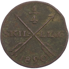 Монета 1/4 скиллинга 1820 года Швеция (аверс)