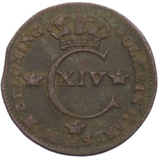 Монета 1/4 скиллинга 1820 года Швеция (реверс)