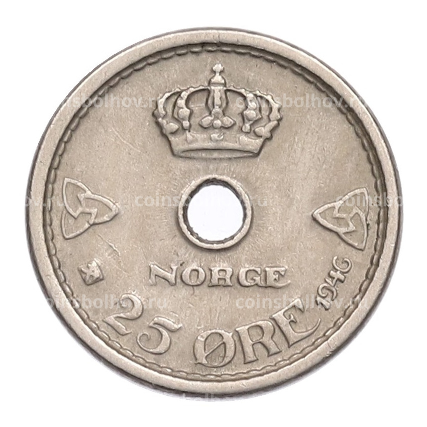 Монета 25 эре 1946 года Норвегия