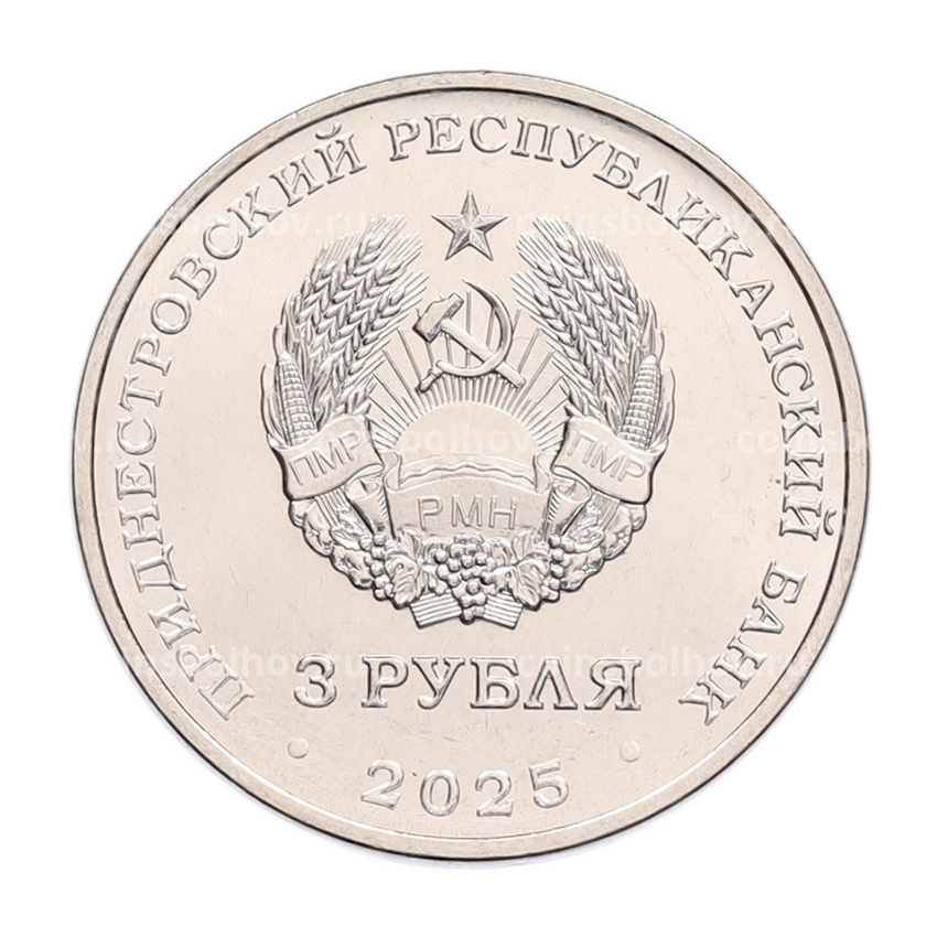 Монета 3 рубля 2025 года Приднестровье «80 лет Государственному ансамблю танца и народной музыки Виорика» (вид 2)