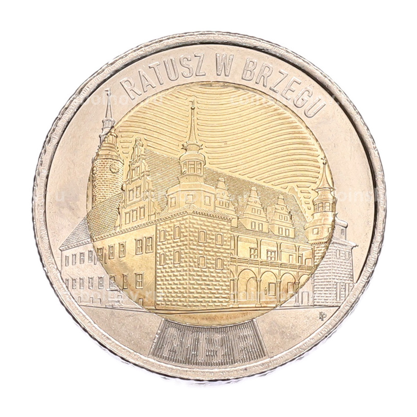 Монета 5 злотых 2025 года Польша «Открой для себя Польшу — Ратуша Бжега»