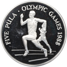Монета 5 пул 1988 года Ботсвана «XXIV летние Олимпийские Игры 1988 в Сеуле» (аверс)