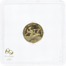 Монета 10 реалов 2015 года Бразилия «XXXI летние Олимпийские Игры 2016 в Рио-де-Жанейро — Прыжки с шестом» (аверс)