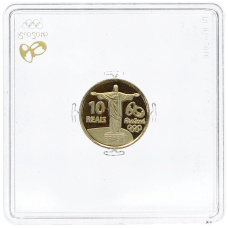 Монета 10 реалов 2015 года Бразилия «XXXI летние Олимпийские Игры 2016 в Рио-де-Жанейро — Прыжки с шестом» (реверс)