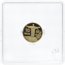 Монета 10 реалов 2015 года Бразилия «XXXI летние Олимпийские Игры 2016 в Рио-де-Жанейро — Борьба» (реверс)