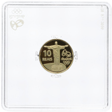 Монета 10 реалов 2015 года Бразилия «XXXI летние Олимпийские Игры 2016 в Рио-де-Жанейро — Борьба» (реверс)