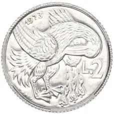 Монета 2 лиры 1973 года Сан-Марино (аверс)