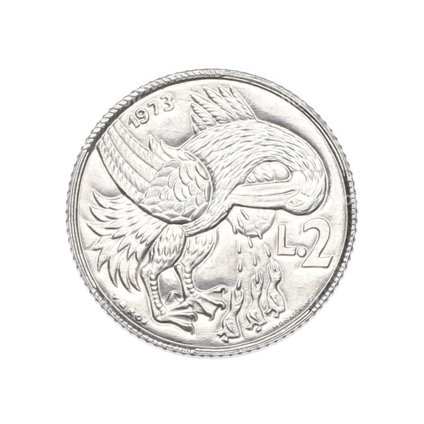 Монета 2 лиры 1973 года Сан-Марино