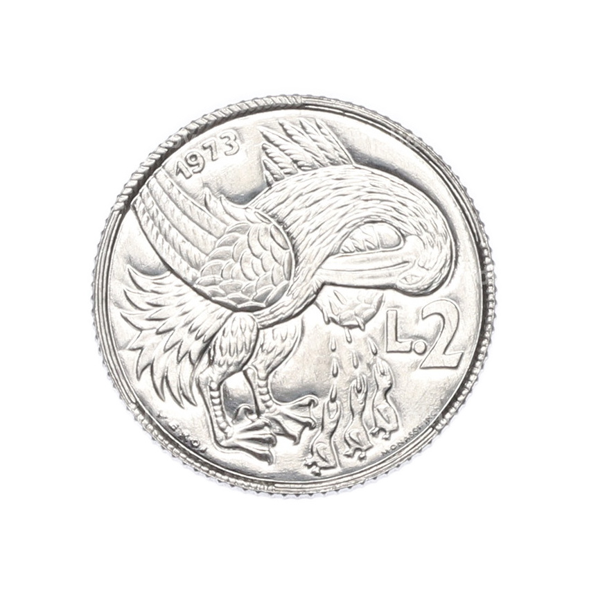 Монета 2 лиры 1973 года Сан-Марино