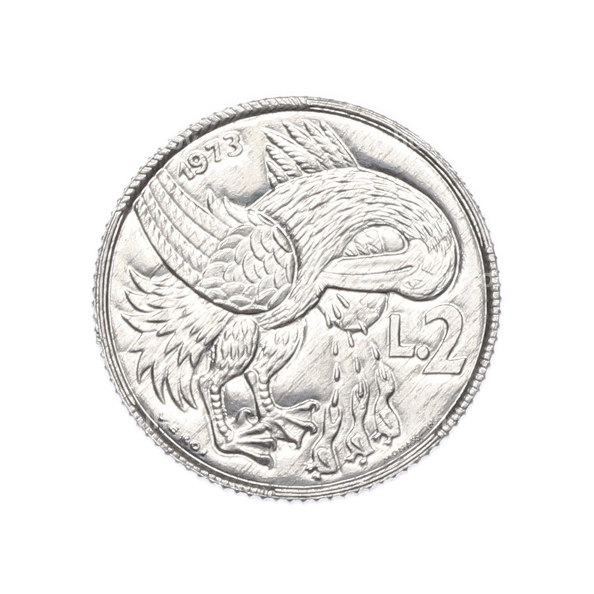 Монета 2 лиры 1973 года Сан-Марино