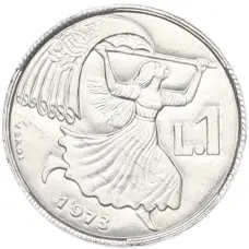 Монета 1 лира 1973 года Сан-Марино (аверс)