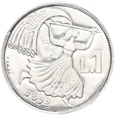 Монета 1 лира 1973 года Сан-Марино (аверс)
