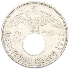 Монета 2 рейхсмарки 1938 года E Германия (аверс)