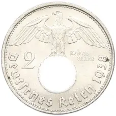 Монета 2 рейхсмарки 1938 года B Германия (аверс)