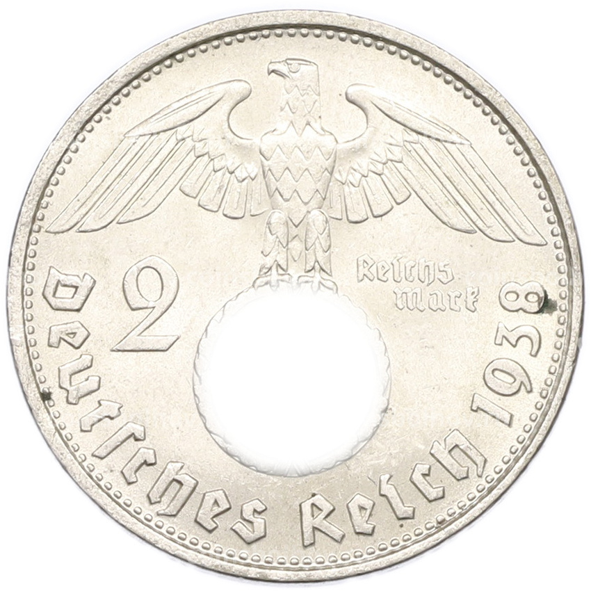 Монета 2 рейхсмарки 1938 года B Германия