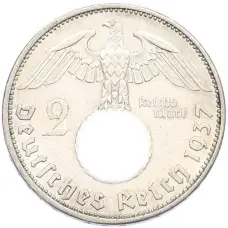 Монета 2 рейхсмарки 1937 года A Германия (аверс)