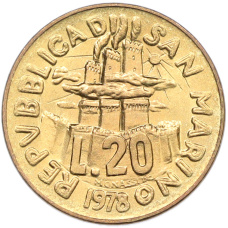 Монета 20 лир 1978 года Сан-Марино (реверс)