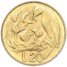 Монета 20 лир 1975 года Сан-Марино (аверс)