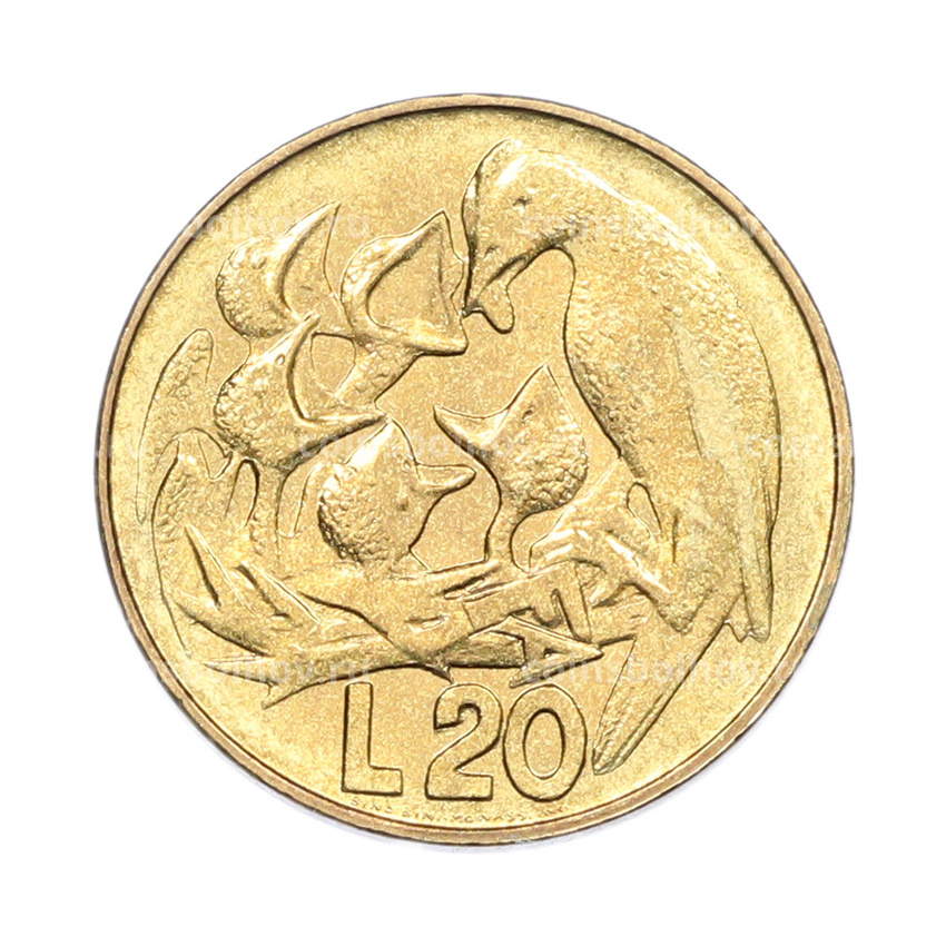 Монета 20 лир 1975 года Сан-Марино