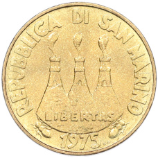 Монета 20 лир 1975 года Сан-Марино (реверс)
